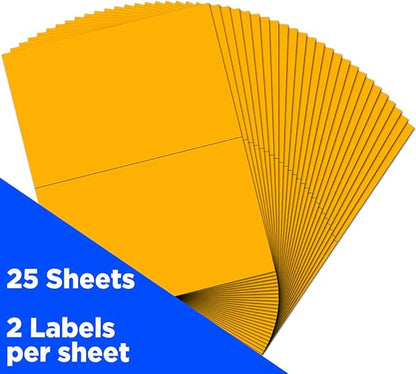 JAM PAPER Shipping Labels - Half Page - 5 1/2 x 8 1/2 - Neon Orange - 50/Pack | Address Labels - TrueDesk