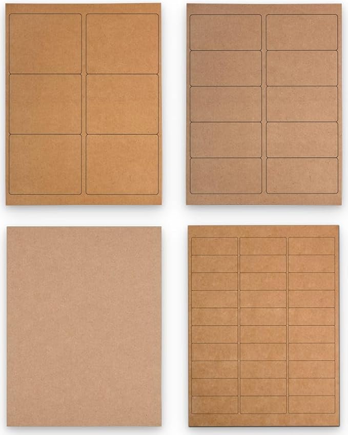 JAM PAPER Shipping & Mailing Address Labels - Multi Size Assortment - Brown Kraft - 370/Pack | Address Labels - TrueDesk