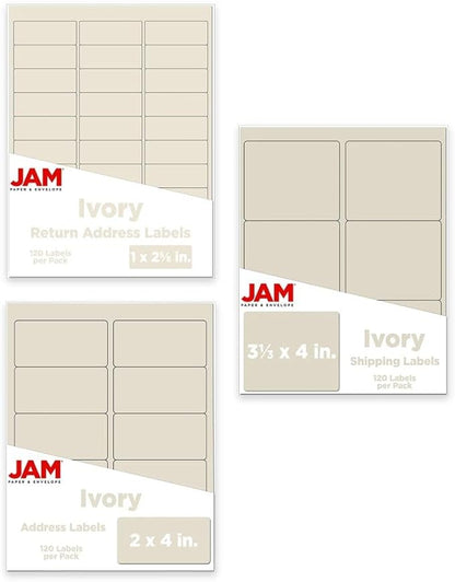 JAM PAPER Shipping & Mailing Address Labels - Multi Size Assortment - Ivory - 360/Pack | Address Labels - TrueDesk