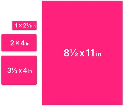 JAM PAPER Shipping & Mailing Address Labels - Multi Size Assortment - Neon Pink - 370/Pack | Address Labels - TrueDesk