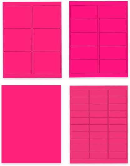 JAM PAPER Shipping & Mailing Address Labels - Multi Size Assortment - Neon Pink - 370/Pack | Address Labels - TrueDesk