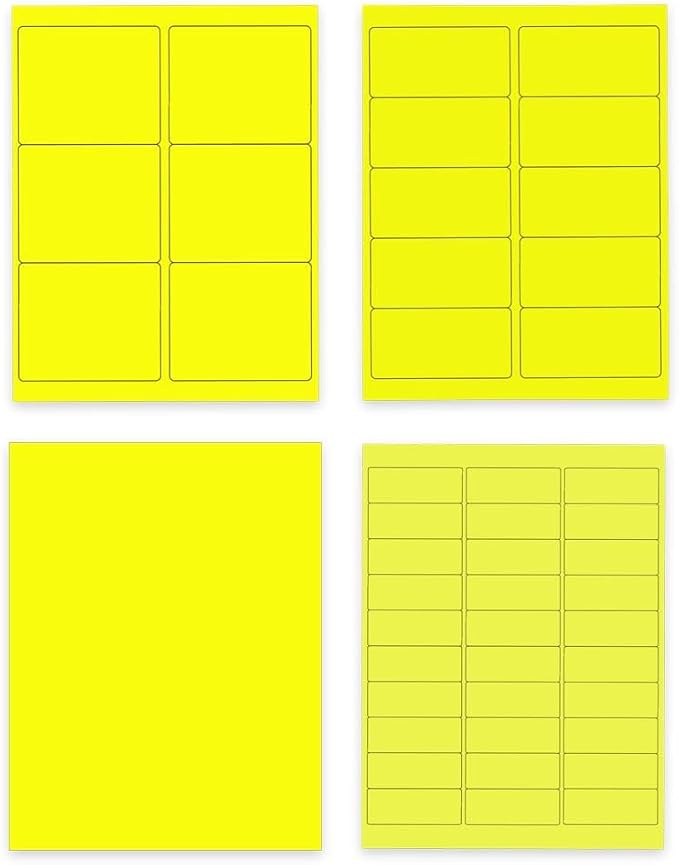 JAM PAPER Shipping & Mailing Address Labels - Multi Size Assortment - Neon Yellow - 370/Pack | Address Labels - TrueDesk