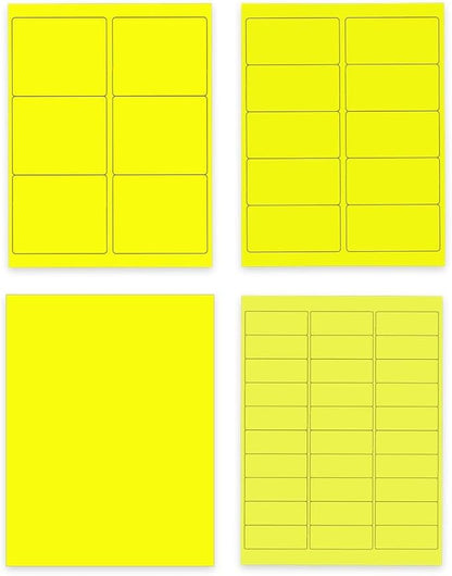 JAM PAPER Shipping & Mailing Address Labels - Multi Size Assortment - Neon Yellow - 370/Pack | Address Labels - TrueDesk