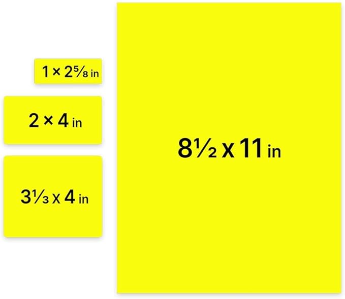 JAM PAPER Shipping & Mailing Address Labels - Multi Size Assortment - Neon Yellow - 370/Pack | Address Labels - TrueDesk
