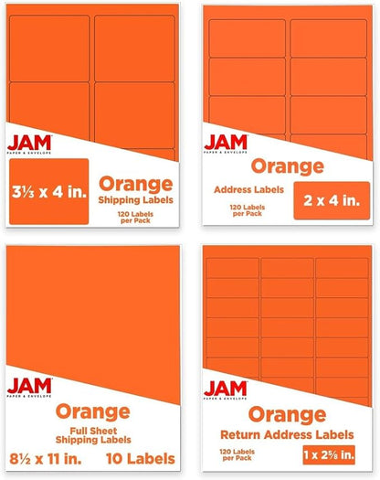 JAM PAPER Shipping & Mailing Address Labels - Multi Size Assortment - Orange - 370/Pack | Address Labels - TrueDesk