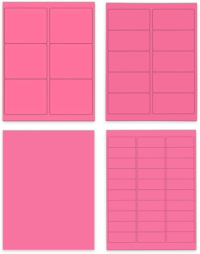 JAM PAPER Shipping & Mailing Address Labels - Multi Size Assortment - Ultra Pink - 370/Pack | Address Labels - TrueDesk
