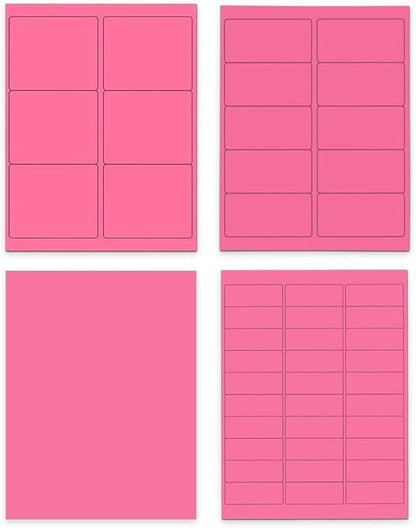 JAM PAPER Shipping & Mailing Address Labels - Multi Size Assortment - Ultra Pink - 370/Pack | Address Labels - TrueDesk