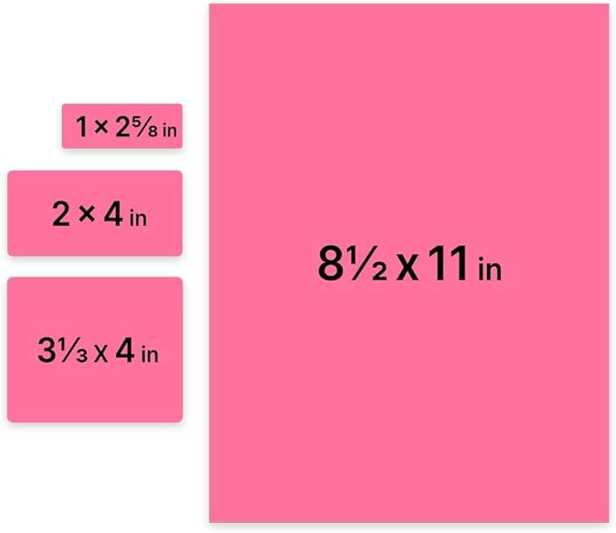 JAM PAPER Shipping & Mailing Address Labels - Multi Size Assortment - Ultra Pink - 370/Pack | Address Labels - TrueDesk
