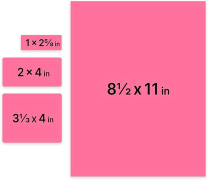 JAM PAPER Shipping & Mailing Address Labels - Multi Size Assortment - Ultra Pink - 370/Pack | Address Labels - TrueDesk