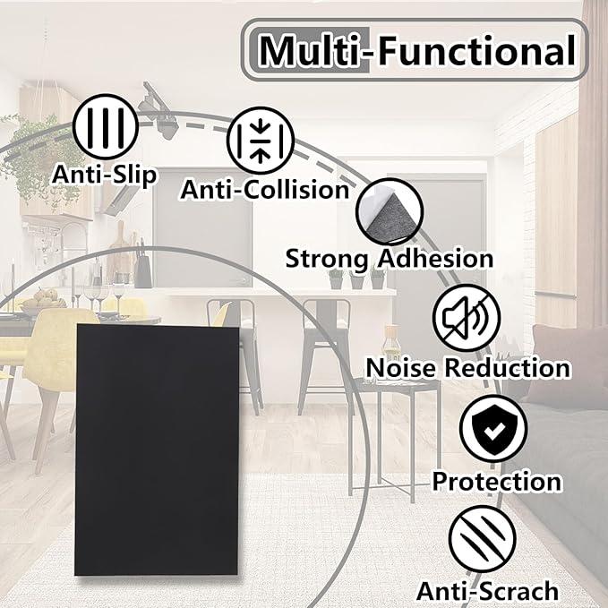 Jayen 132 Pcs Non Slip Self - Adhesive Silicone Cuttable Furniture Pads, Anti - Sliding Anti - Scratch Rubber Floor Protectors for Any Furniture and Appliances - Black (Matte) | Furniture Pads - TrueDesk