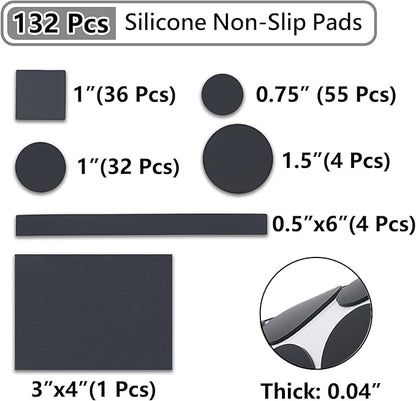 Jayen 132 Pcs Non Slip Self - Adhesive Silicone Cuttable Furniture Pads, Anti - Sliding Anti - Scratch Rubber Floor Protectors for Any Furniture and Appliances - Black (Matte) | Furniture Pads - TrueDesk