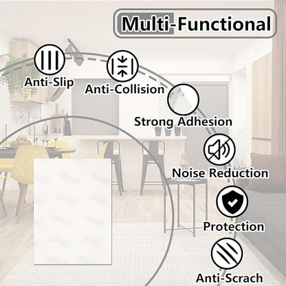 Jayen 132 Pcs Non Slip Self - Adhesive Silicone Cuttable Furniture Pads, Anti - Sliding Anti - Scratch Rubber Floor Protectors for Any Furniture and Appliances - Translucent (Matte) | Furniture Pads - TrueDesk