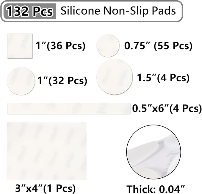 Jayen 132 Pcs Non Slip Self - Adhesive Silicone Cuttable Furniture Pads, Anti - Sliding Anti - Scratch Rubber Floor Protectors for Any Furniture and Appliances - Translucent (Matte) | Furniture Pads - TrueDesk