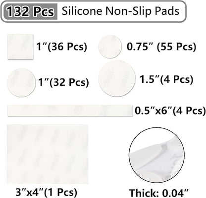Jayen 132 Pcs Non Slip Self - Adhesive Silicone Cuttable Furniture Pads, Anti - Sliding Anti - Scratch Rubber Floor Protectors for Any Furniture and Appliances - Translucent (Matte) | Furniture Pads - TrueDesk