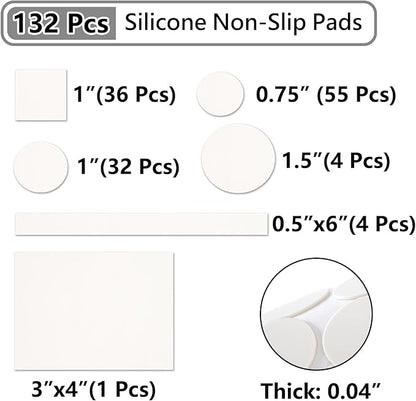 Jayen 132 Pcs Non Slip Self - Adhesive Silicone Cuttable Furniture Pads, Anti - Sliding Anti - Scratch Rubber Floor Protectors for Any Furniture and Appliances - White (Matte) | Furniture Pads - TrueDesk