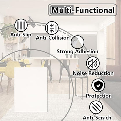 Jayen 132 Pcs Non Slip Self - Adhesive Silicone Cuttable Furniture Pads, Anti - Sliding Anti - Scratch Rubber Floor Protectors for Any Furniture and Appliances - White (Matte) | Furniture Pads - TrueDesk