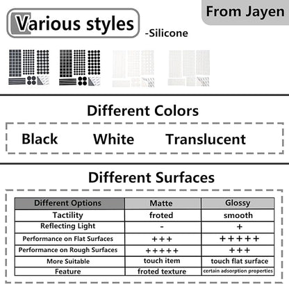 Jayen 132 Pcs Non Slip Self - Adhesive Silicone Cuttable Furniture Pads, Anti - Sliding Anti - Scratch Rubber Floor Protectors for Any Furniture and Appliances - White (Matte) | Furniture Pads - TrueDesk