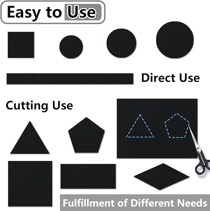 Jayen 133 Pcs Felt Self - Adhesive Cuttable Furniture Pads, Anti - Scratch Floor Protectors for Any Furniture and Appliances - Black | Furniture Pads - TrueDesk
