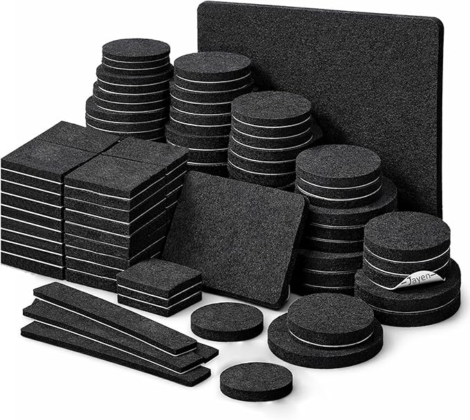 Jayen 133 Pcs Felt Self - Adhesive Cuttable Furniture Pads, Anti - Scratch Floor Protectors for Any Furniture and Appliances - Black | Furniture Pads - TrueDesk