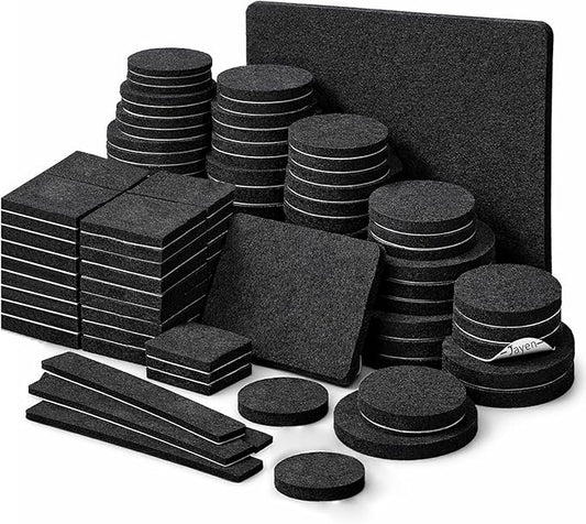 Jayen 133 Pcs Felt Self - Adhesive Cuttable Furniture Pads, Anti - Scratch Floor Protectors for Any Furniture and Appliances - Black | Furniture Pads - TrueDesk