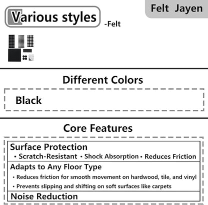 Jayen 133 Pcs Felt Self - Adhesive Cuttable Furniture Pads, Anti - Scratch Floor Protectors for Any Furniture and Appliances - Black | Furniture Pads - TrueDesk