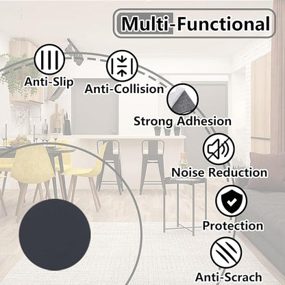 Jayen 160 Pcs Non Slip Self - Adhesive Silicone Cuttable Furniture Pads, Anti - Sliding Anti - Scratch Rubber Floor Protectors for Any Furniture and Appliances - Black (Matte) | Furniture Pads - TrueDesk