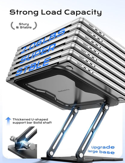 JCZT Adjustable Laptop Stand for Desk, Metal Foldable Laptop Riser, Portable Laptop Holder Mount, Ventilated Cooling Notebook Stand for MacBook Air Pro, All 10 - 16'' Notebooks Laptops Black | Stands - TrueDesk