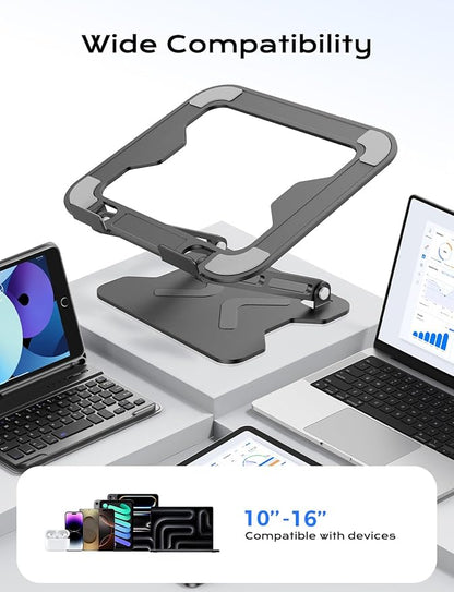 JCZT Adjustable Laptop Stand for Desk, Metal Foldable Laptop Riser, Portable Laptop Holder Mount, Ventilated Cooling Notebook Stand for MacBook Air Pro, All 10 - 16'' Notebooks Laptops Black | Stands - TrueDesk