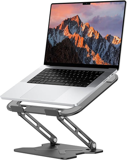 JCZT Adjustable Laptop Stand for Desk, Metal Foldable Laptop Riser, Portable Laptop Holder Mount, Ventilated Cooling Notebook Stand for MacBook Air Pro, All 10 - 16'' Notebooks Laptops Black | Stands - TrueDesk