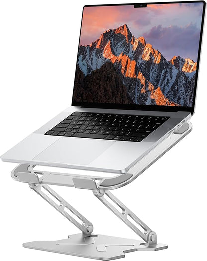 JCZT Adjustable Laptop Stand for Desk, Portable Laptop Riser Holder Foldable, Metal Ergonomic Computer Notebook Stand Holder for MacBook Air Pro, Dell, HP 10 - 16'' White | Stands - TrueDesk