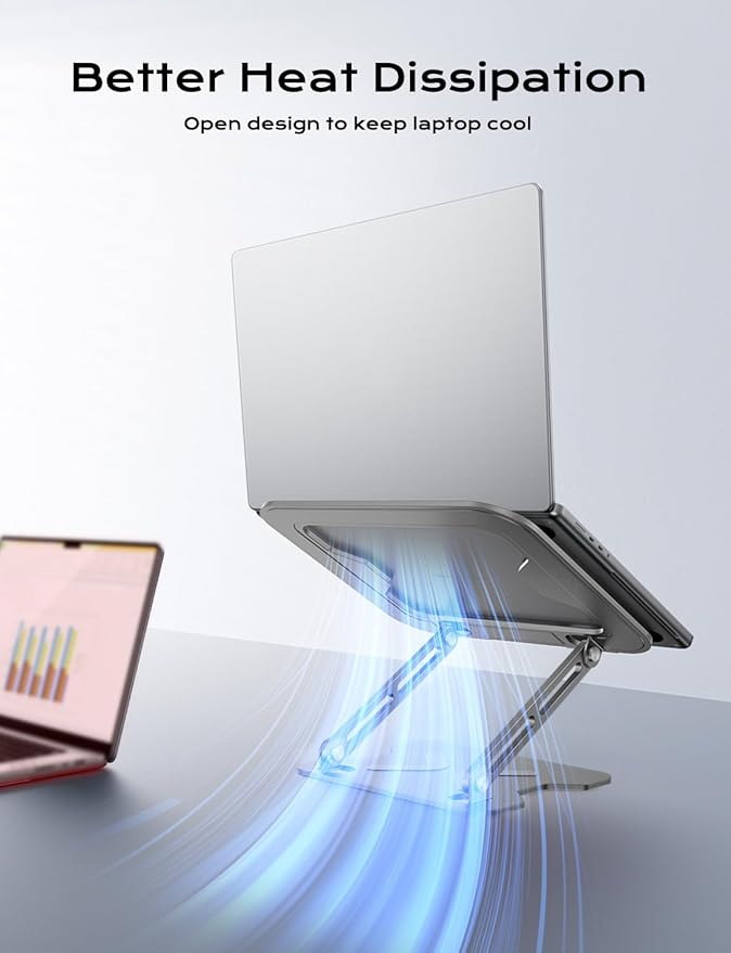 JCZT Adjustable Laptop Stand for Desk, Portable Laptop Riser Holder Foldable, Metal Ergonomic Computer Notebook Stand Holder for MacBook Air Pro, Dell, HP 10 - 16'' White | Stands - TrueDesk