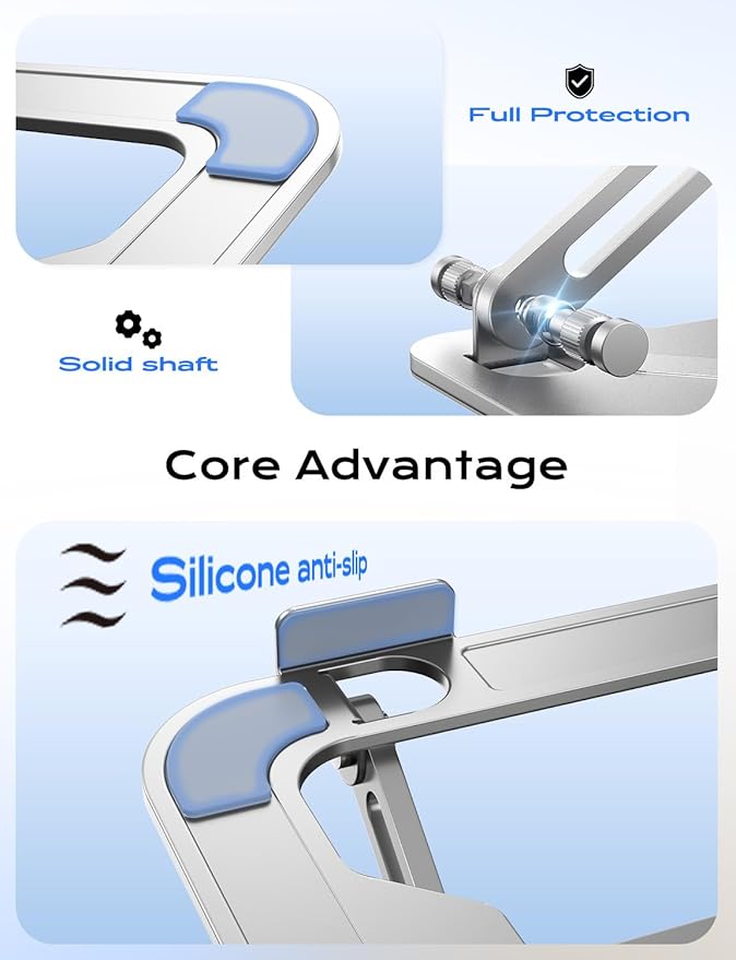 JCZT Adjustable Laptop Stand for Desk, Portable Laptop Riser Holder Foldable, Metal Ergonomic Computer Notebook Stand Holder for MacBook Air Pro, Dell, HP 10 - 16'' White | Stands - TrueDesk