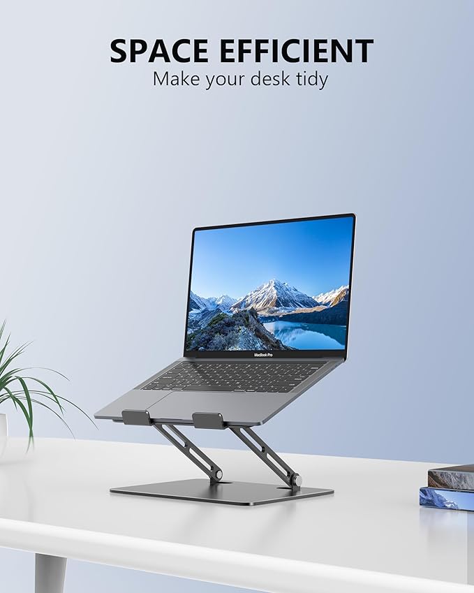 JCZT Aluminum Laptop Stand, Laptop Stand for Desk, Adjustable Height Ergonomic Computer Stands Compatible with MacBook Air, Pro, Dell, HP, Lenovo More, All 10 - 16'' Notebooks Laptops, Classic Grey | Stands - TrueDesk