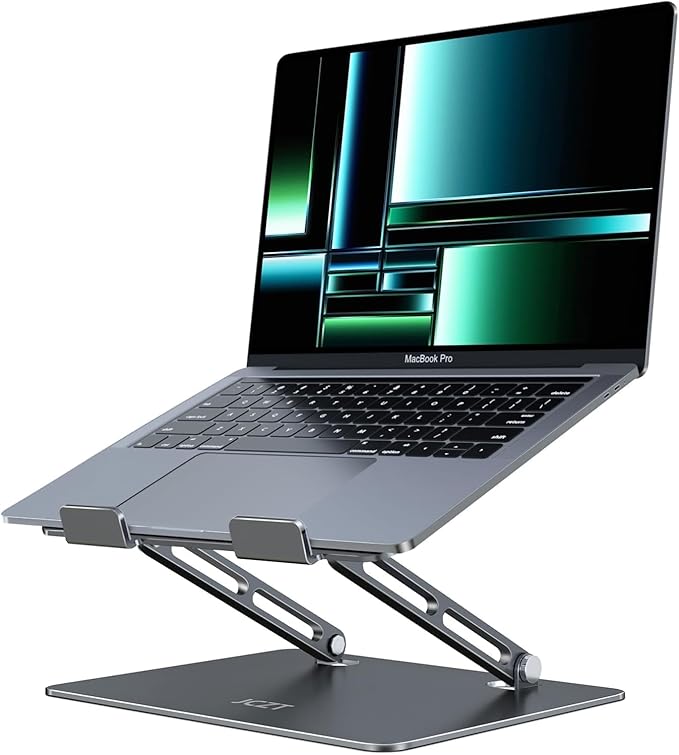 JCZT Aluminum Laptop Stand, Laptop Stand for Desk, Adjustable Height Ergonomic Computer Stands Compatible with MacBook Air, Pro, Dell, HP, Lenovo More, All 10 - 16'' Notebooks Laptops, Classic Grey | Stands - TrueDesk