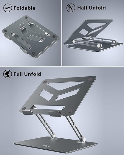 JCZT Aluminum Laptop Stand, Laptop Stand for Desk, Adjustable Height Ergonomic Computer Stands Compatible with MacBook Air, Pro, Dell, HP, Lenovo More, All 10 - 16'' Notebooks Laptops, Classic Grey | Stands - TrueDesk