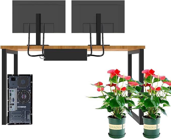 Jingchengmei Under Desk 17 inch Wide Cable Management Tray, Power Strip Holder, Metal Cord Organizer, Wire Management for Office and Home, Black (UDCMT17In, Black) | Cable Raceways - TrueDesk