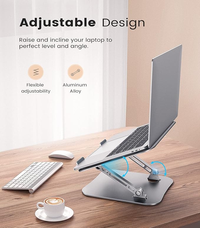 JOIOT Laptop Stand, Adjustable Laptop Stand for Desk, Aluminum Computer Stand Portable Laptop Riser, Foldable Laptop Holder for Mac HP ASUS Acer Surface ThinkPad Dell | Stands - TrueDesk