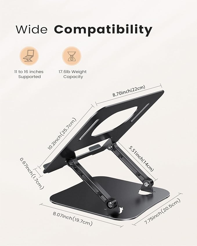 JOIOT Laptop Stand, Adjustable Laptop Stand for Desk, Aluminum Computer Stand Portable Laptop Riser, Foldable Laptop Holder for Mac HP ASUS Acer Surface ThinkPad Dell Lenovo | Stands - TrueDesk