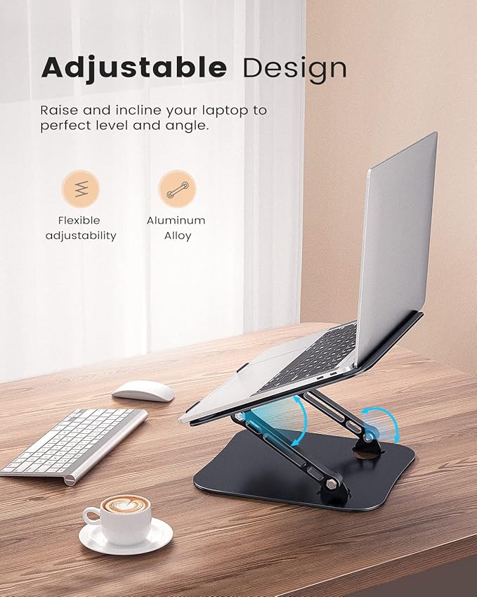 JOIOT Laptop Stand, Adjustable Laptop Stand for Desk, Aluminum Computer Stand Portable Laptop Riser, Foldable Laptop Holder for Mac HP ASUS Acer Surface ThinkPad Dell Lenovo | Stands - TrueDesk