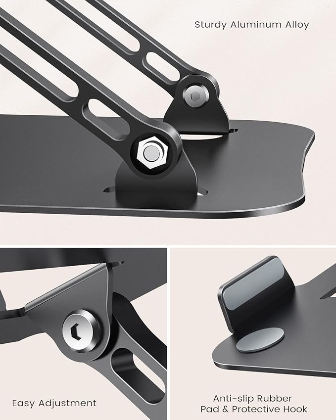 JOIOT Laptop Stand, Adjustable Laptop Stand for Desk, Aluminum Computer Stand Portable Laptop Riser, Foldable Laptop Holder for Mac HP ASUS Acer Surface ThinkPad Dell Lenovo | Stands - TrueDesk