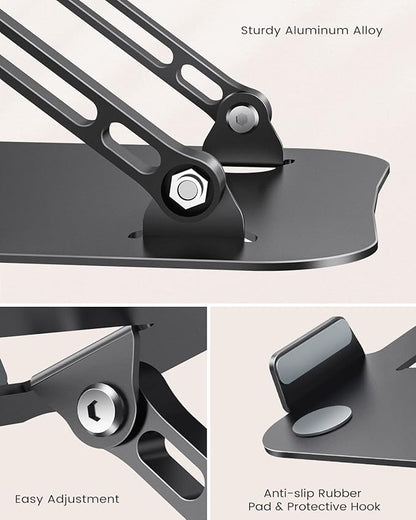 JOIOT Laptop Stand, Adjustable Laptop Stand for Desk, Aluminum Computer Stand Portable Laptop Riser, Foldable Laptop Holder for Mac HP ASUS Acer Surface ThinkPad Dell Lenovo | Stands - TrueDesk