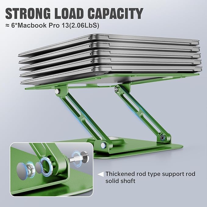 JOYEKY Laptop Stand for Desk, Adjustable Computer Stand with 360° Rotating Base, Ergonomic Laptop Riser for Collaborative Work, Foldable & Portable Laptop Stand, fits for All 10 - 16" Laptops (Green) | Stands - TrueDesk
