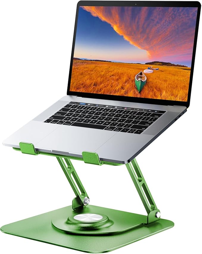 JOYEKY Laptop Stand for Desk, Adjustable Computer Stand with 360° Rotating Base, Ergonomic Laptop Riser for Collaborative Work, Foldable & Portable Laptop Stand, fits for All 10 - 16" Laptops (Green) | Stands - TrueDesk