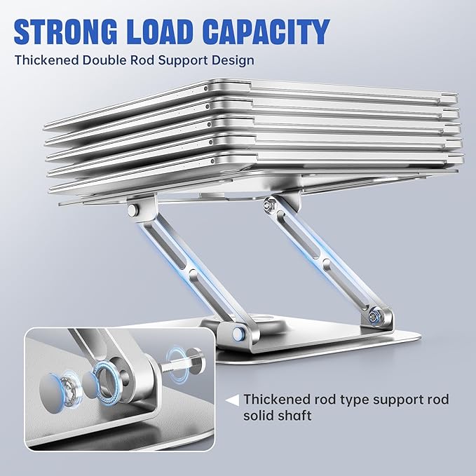 JOYEKY Laptop Stand for Desk, Adjustable Computer Stand with 360° Rotating Base, Ergonomic Laptop Riser for Collaborative Work, Foldable & Portable Laptop Stand, fits for All 10 - 16" Laptops (Sliver) | Stands - TrueDesk