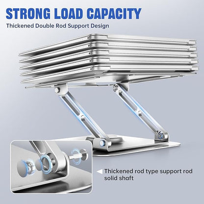 JOYEKY Laptop Stand for Desk, Adjustable Computer Stand with 360° Rotating Base, Ergonomic Laptop Riser for Collaborative Work, Foldable & Portable Laptop Stand, fits for All 10 - 16" Laptops (Sliver) | Stands - TrueDesk
