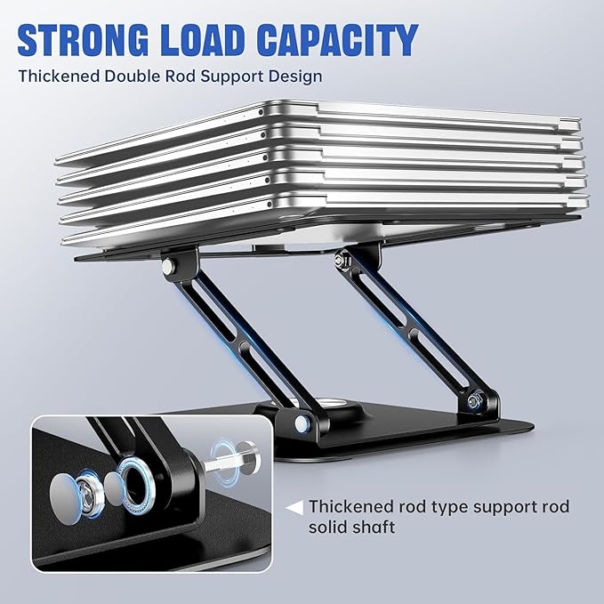JOYEKY Laptop Stand for Desk, Adjustable Computer Stand with 360° Rotating Base, Ergonomic Laptop Riser for Collaborative Work, Foldable & Portable Laptop Stand, fits for All 10 - 16" Laptops (Black) | Stands - TrueDesk