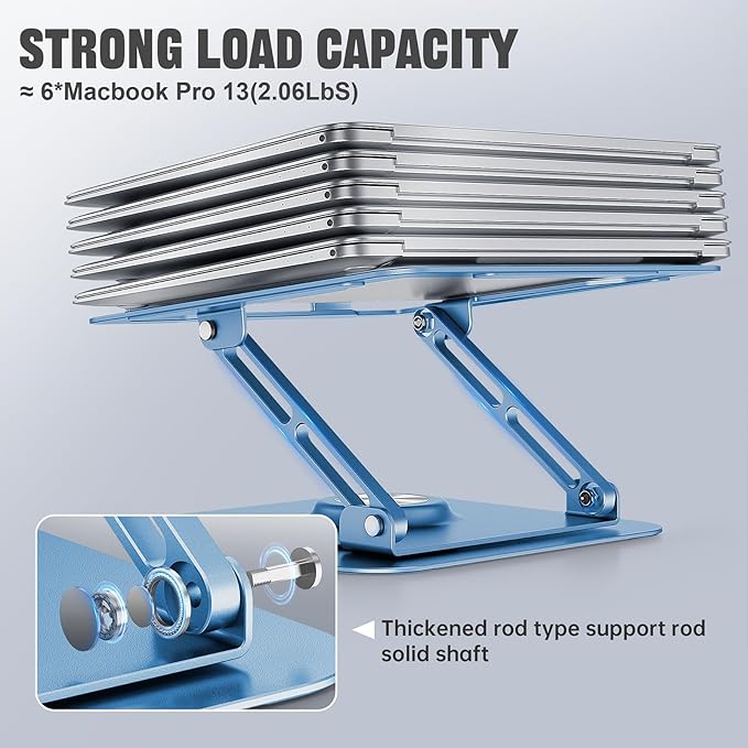 JOYEKY Laptop Stand for Desk, Adjustable Computer Stand with 360° Rotating Base, Ergonomic Laptop Riser for Collaborative Work, Foldable & Portable Laptop Stand, fits for All 10 - 16" Laptops (Blue) | Stands - TrueDesk