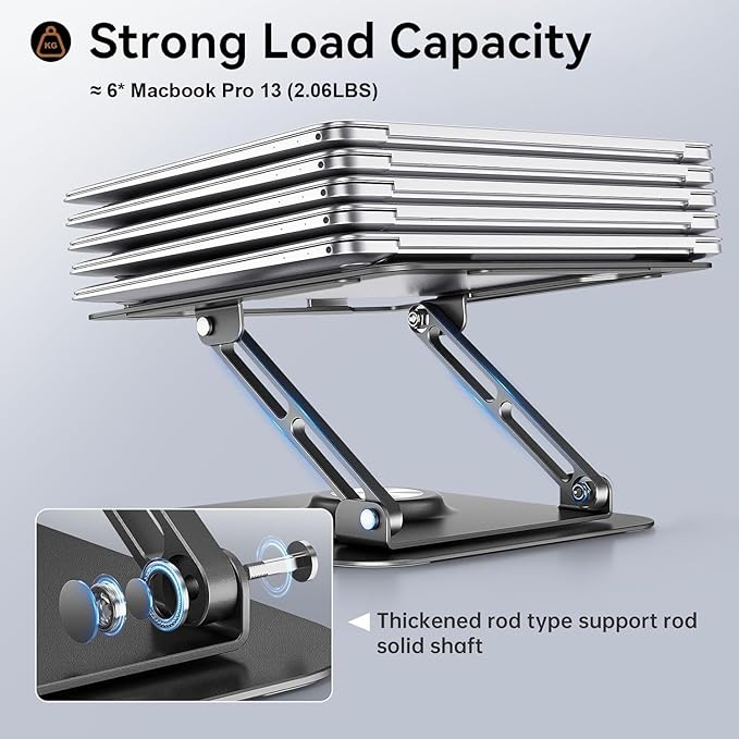 JOYEKY Laptop Stand for Desk, Adjustable Computer Stand with 360° Rotating Base, Ergonomic Laptop Riser for Collaborative Work, Foldable & Portable Laptop Stand, fits for All 10 - 16" Laptops (Grey) | Stands - TrueDesk