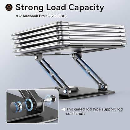 JOYEKY Laptop Stand for Desk, Adjustable Computer Stand with 360° Rotating Base, Ergonomic Laptop Riser for Collaborative Work, Foldable & Portable Laptop Stand, fits for All 10 - 16" Laptops (Grey) | Stands - TrueDesk