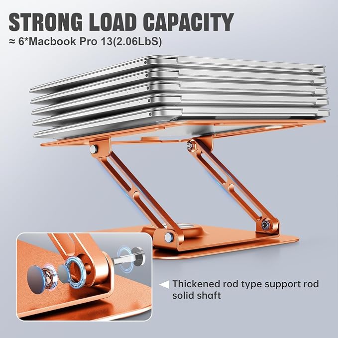 JOYEKY Laptop Stand for Desk, Adjustable Computer Stand with 360° Rotating Base, Ergonomic Laptop Riser for Collaborative Work, Foldable & Portable Laptop Stand, fits for All 10 - 16" Laptops (Orange) | Stands - TrueDesk